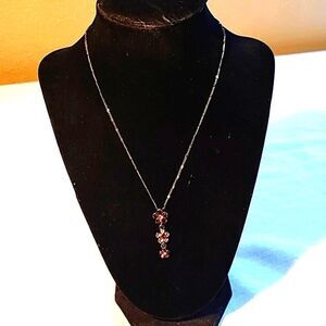 1928 Necklace  Stacked Jewel Flowers Unique Chain 16" w/ 3" Extender